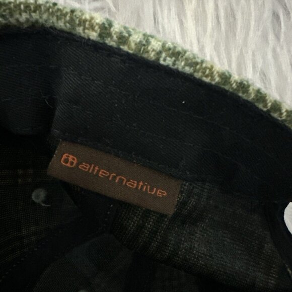 Alternative Apparel adjustable hat cap 78% wool green plaid brimmed - Picture 6 of 9